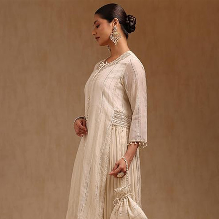 Women’s Chanderi Embroidered Dress with Cutdana Work